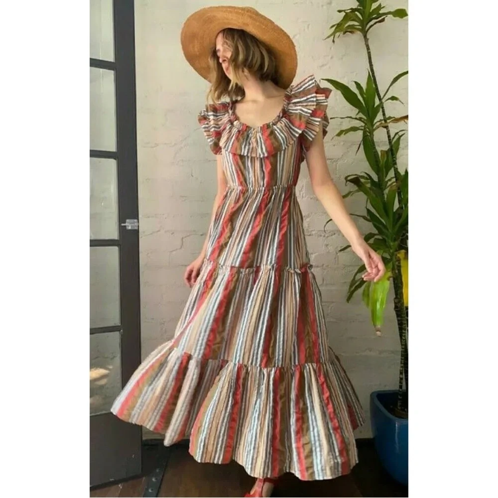 Ulla Johnson Verena Poppy Striped Maxi Dress Size 4 - Picture 7 of 7